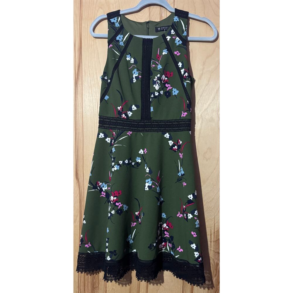 (380) Green and Black Guess Dress Size 4